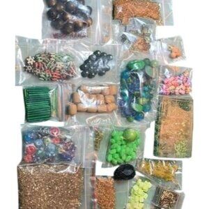 Mixed Jewelry Craft Beads Collection DIY Projects Lot Shapes & Colors Galore